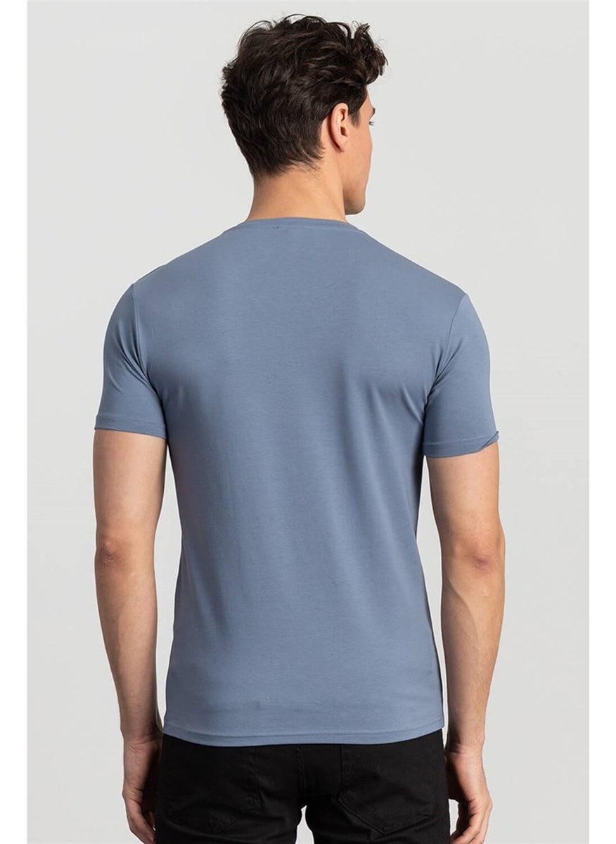 Slim Fit Slim Cut V Neck Plain Basic Short Sleeve T-Shirt