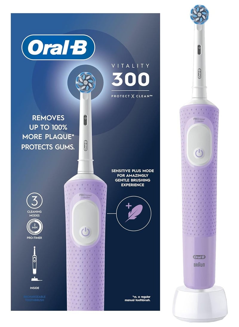 Vitality 300 Rechargeable Toothbrush With Crossaction Brush Head, 3 Cleaning Modes & 2 Minutes Built-In Timer Oral B