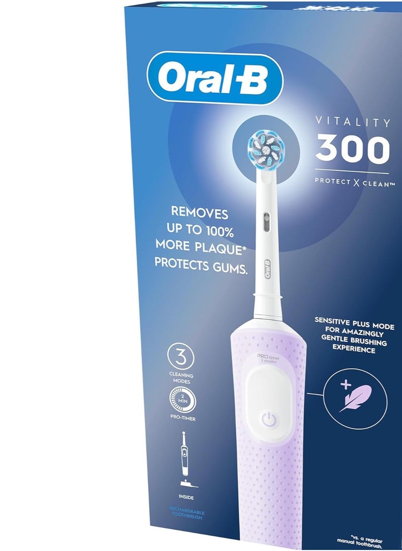 Vitality 300 Rechargeable Toothbrush With Crossaction Brush Head, 3 Cleaning Modes & 2 Minutes Built-In Timer Oral B