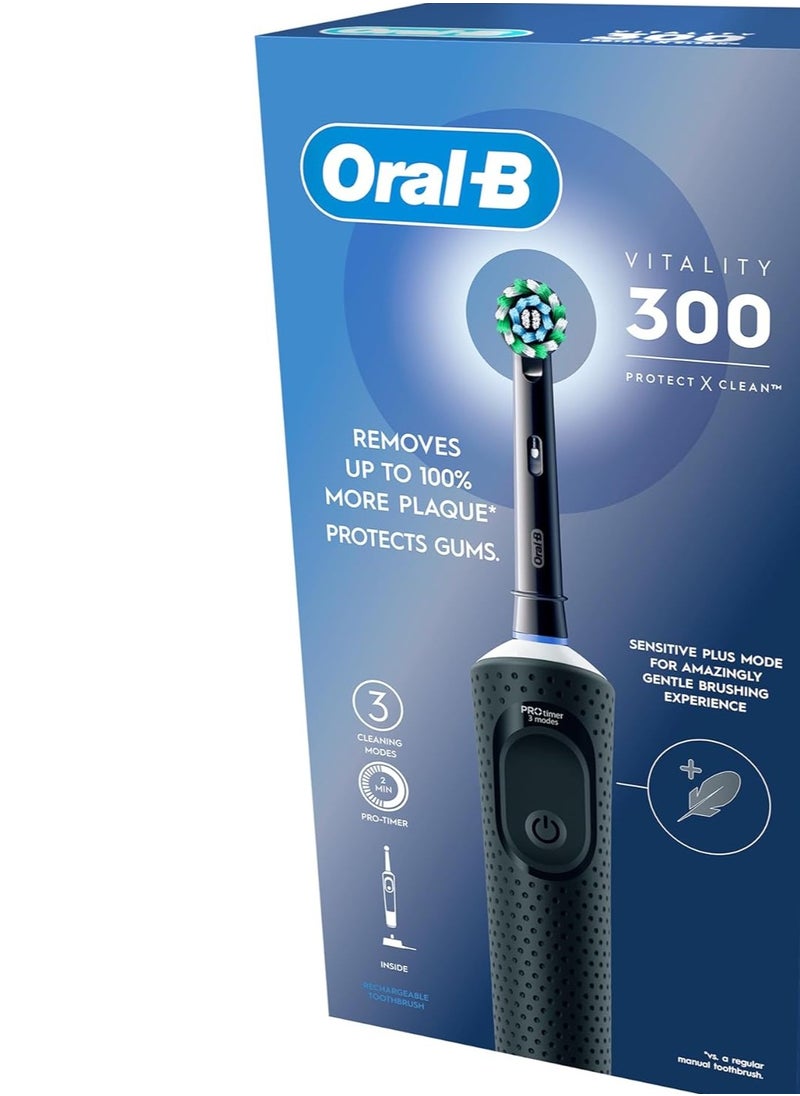 Vitality 300 Rechargeable Toothbrush with CrossAction Brush Head, 3 Cleaning Modes & 2 Minutes Built-in Timer D103.413.3 BLACK