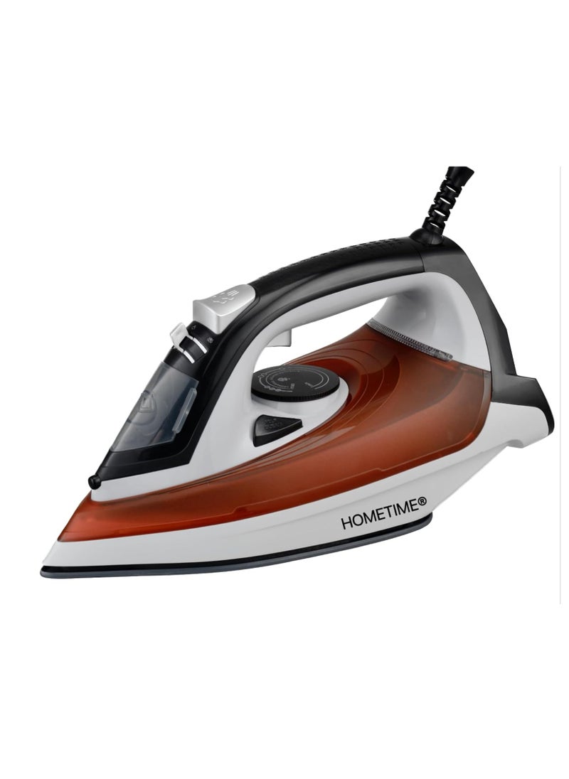 HOMETIME 2200W Steam Iron,Ceramic Coated Sole plate,1 Years Warranty.111-B (Brown)