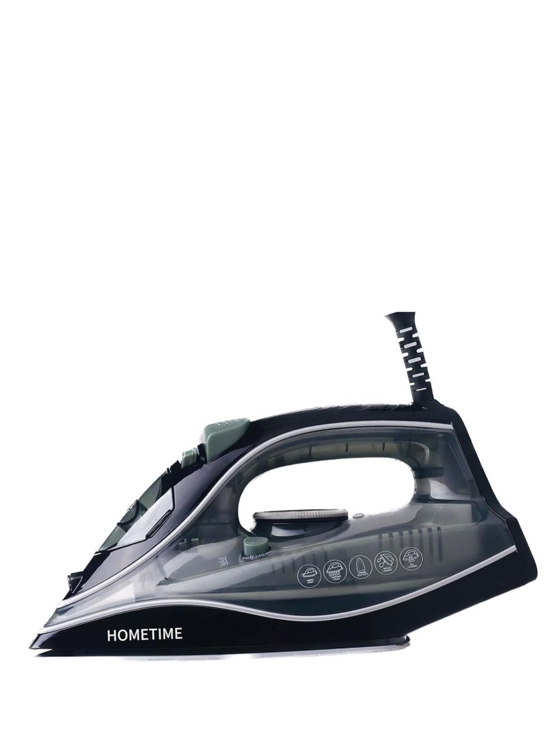 HOMETIME 2200W Steam Iron,Ceramic Coated Sole plate,1 Years Warranty.2077-G (Green)