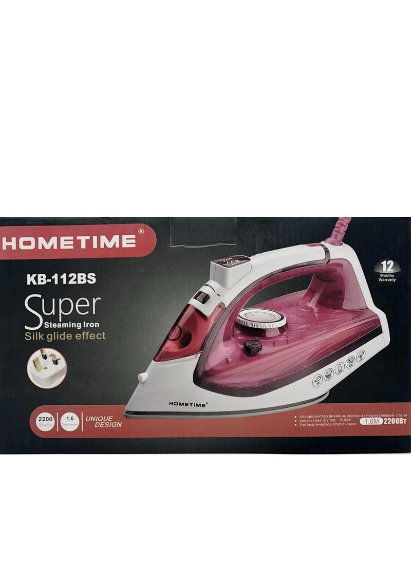 HOMETIME 2200W Steam Iron,Ceramic Coated Sole plate,1 Years Warranty.112BS-R (Rosy)