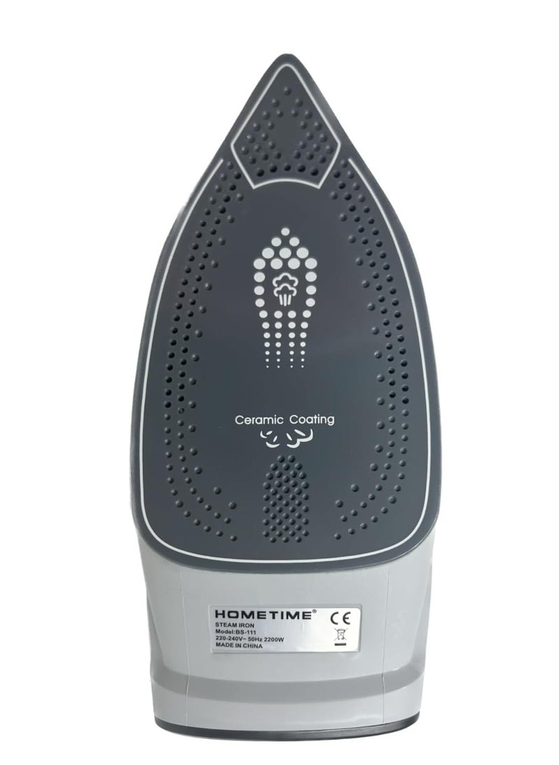 Wtrtr HOMETIME 2200W Steam Iron,Ceramic Coated Sole plate,1 Years Warranty.111-G (Grey)