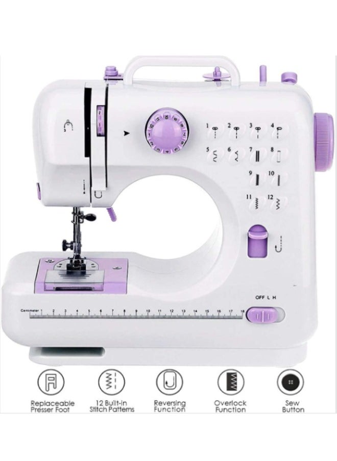 Electric Sewing Machine, 12-Needle Two-Way Household Portable Sewing Machine for Sewing Clothing, Overlocking, Buttonholes