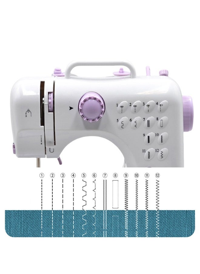 Electric Sewing Machine, 12-Needle Two-Way Household Portable Sewing Machine for Sewing Clothing, Overlocking, Buttonholes