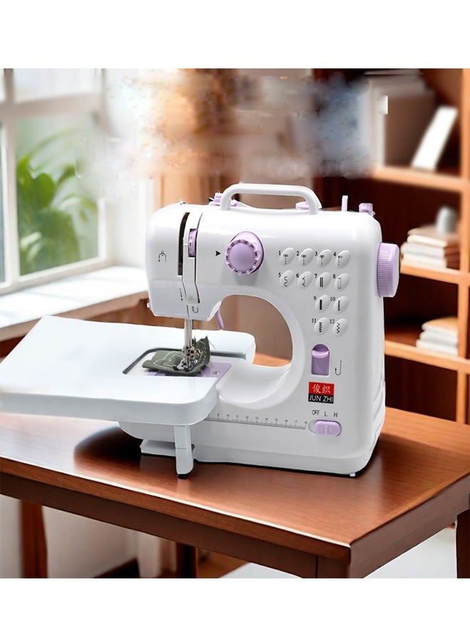 Electric Sewing Machine, 12-Needle Two-Way Household Portable Sewing Machine for Sewing Clothing, Overlocking, Buttonholes