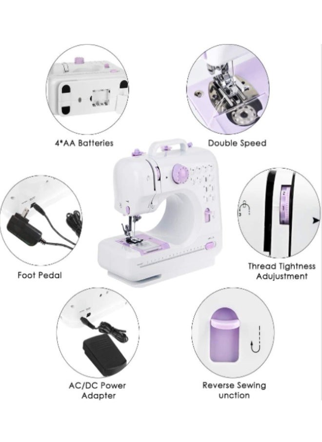 Electric Sewing Machine, 12-Needle Two-Way Household Portable Sewing Machine for Sewing Clothing, Overlocking, Buttonholes