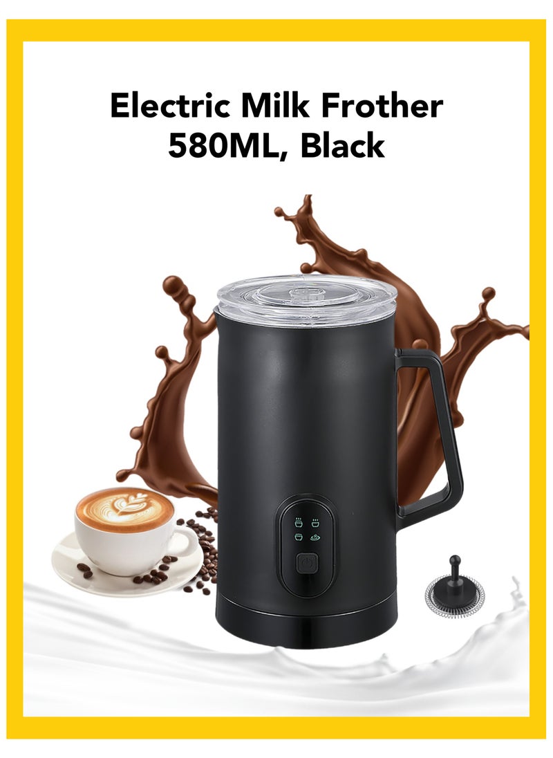 4-in-1 Electric Milk Frother and Steamer, Automatic Cold and Hot Foam Maker for Coffee Latte Cappuccino, Daily Milk Warmer, 580ML, Black