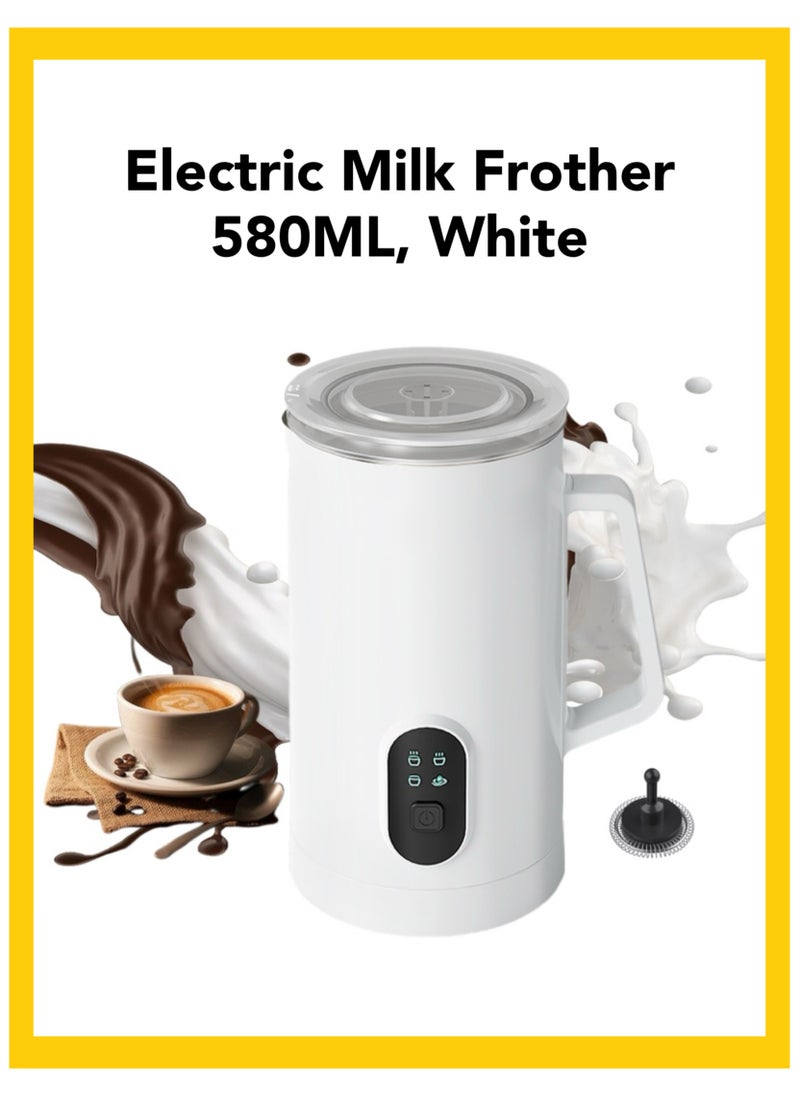 4-in-1 Electric Milk Frother and Steamer, Automatic Cold and Hot Foam Maker for Coffee Latte Cappuccino, Daily Milk Warmer, 580ML, White