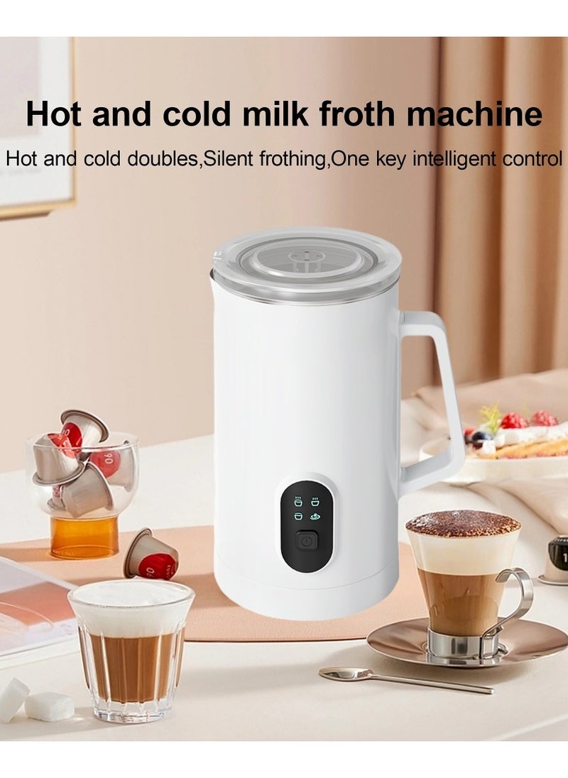 4-in-1 Electric Milk Frother and Steamer, Automatic Cold and Hot Foam Maker for Coffee Latte Cappuccino, Daily Milk Warmer, 580ML, White