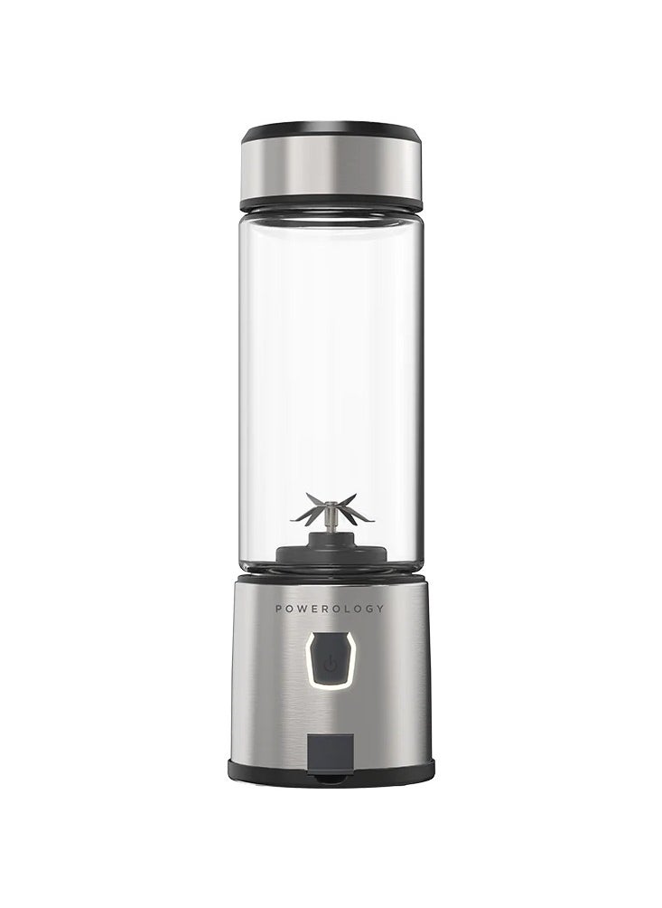 Portable 6 Stainless Steel Blades Juicer 126W Motor with 450ml Glass Container/2500mAh x2 Battery/ Up to 15 Drinks Per Charge - Silver