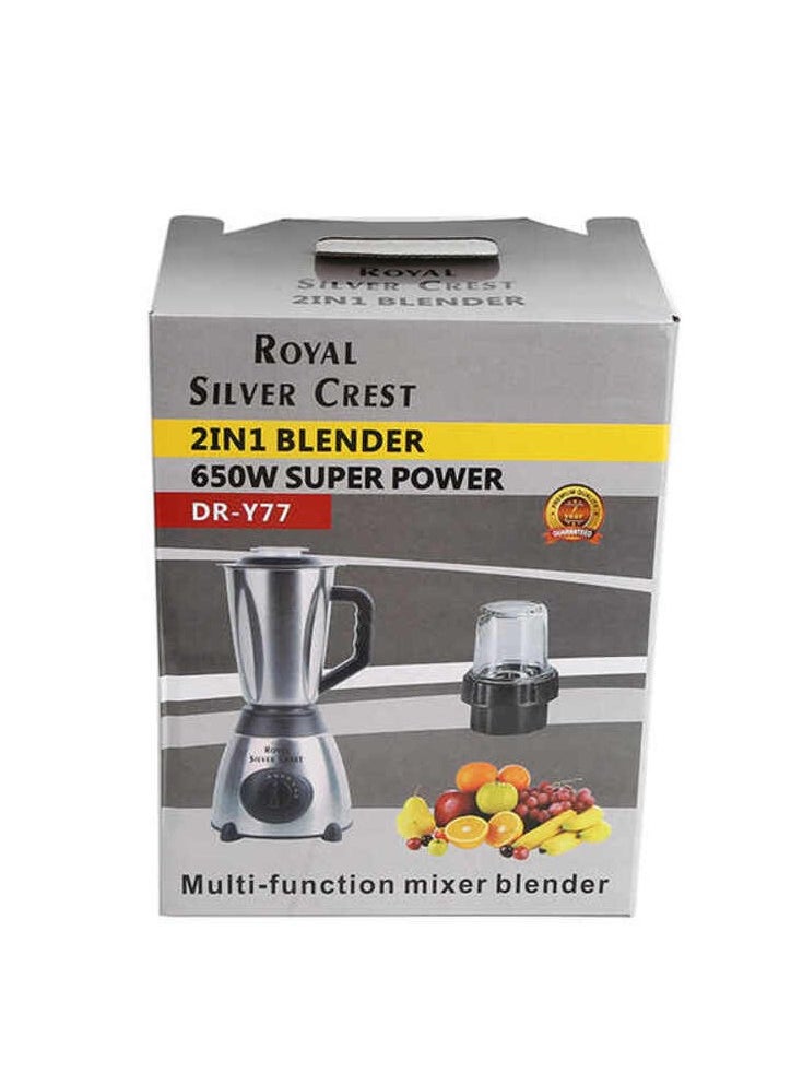 High quality Silver crest 650W Stainless steel Max 2000ml 2 In1 Blender with Grinder for home use