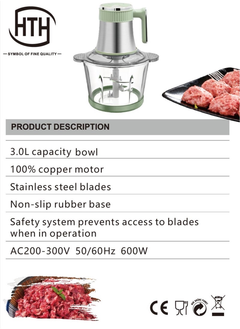 Electric Meat Grinder Food Shredder Kitchen Tool Fruit Vegetable Grinders Multifunction Cooking Machine 3L