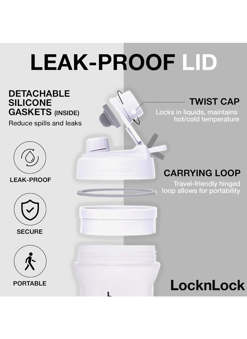 LocknLock Tritan Shake It Bottle Pro 850ml - Shatter-Resistant, Leak-Proof, and BPA-Free with Finger Loop - Light Grey