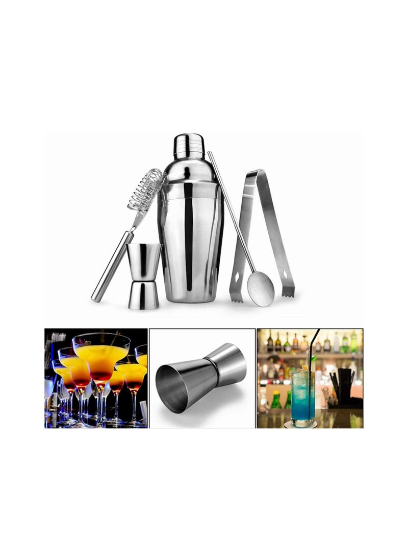 9Pcs Cocktail Shaker Set With Stand Stainless Steel Bartender Set with Bamboo Base Kitchen Accessories Cocktail Bar Tool Set 350ml