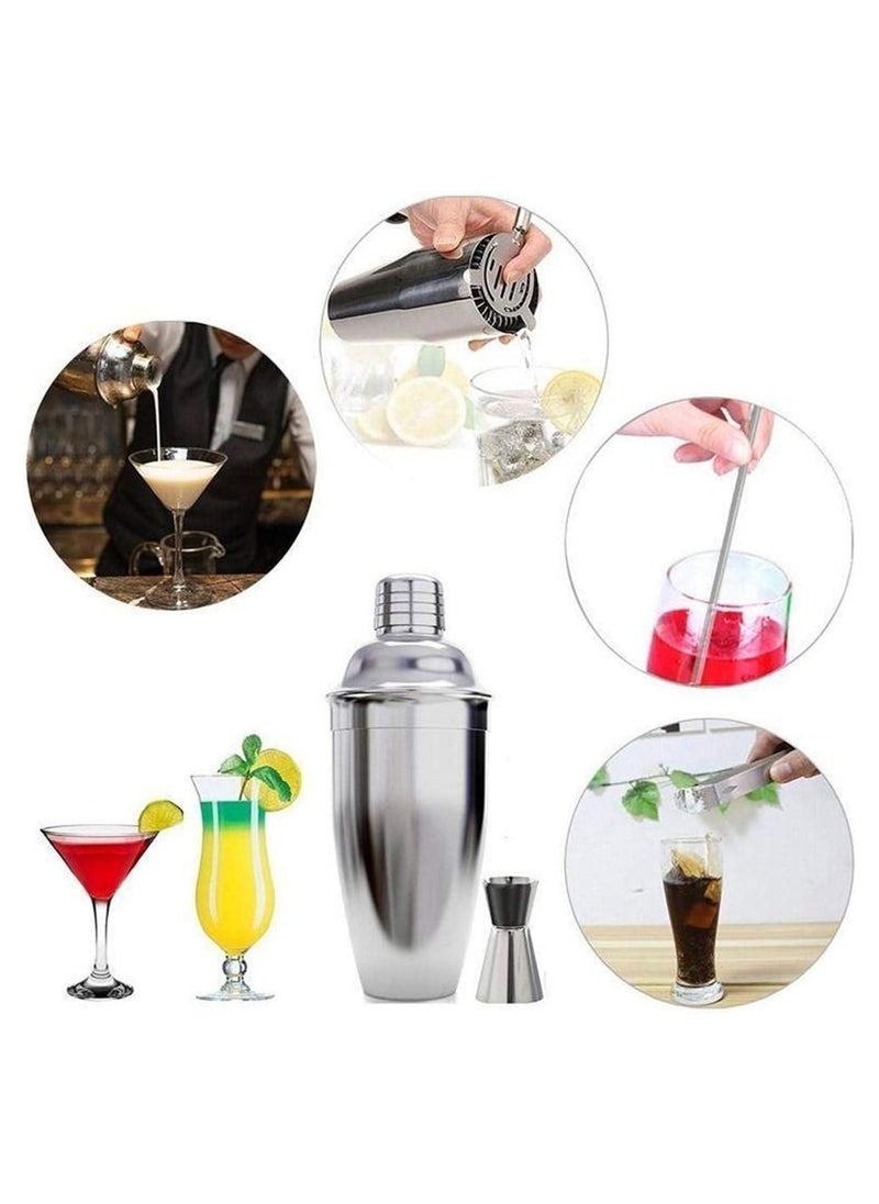 9Pcs Cocktail Shaker Set With Stand Stainless Steel Bartender Set with Bamboo Base Kitchen Accessories Cocktail Bar Tool Set 350ml