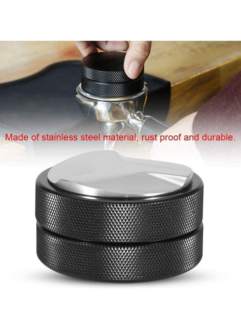 Stainless Steel Coffee Dispenser Coffee Powder Tamper Coffee Leveler Tool Black Coffee Grinder Press powder hammer Adjustable Double-Head Rugged and Durable for Any Place(Black Diameter 51mm)