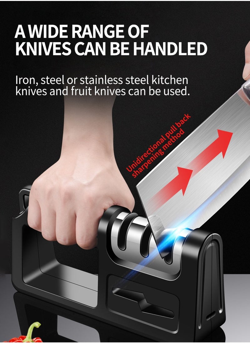 Professional Knife Sharpener Premium non-slip base and Ergonomic Design Knife Sharpener for Sharpening and Polishing Kitchen Knives Easily Sharpen Straight Knives, Scissors Manually Great for home use!