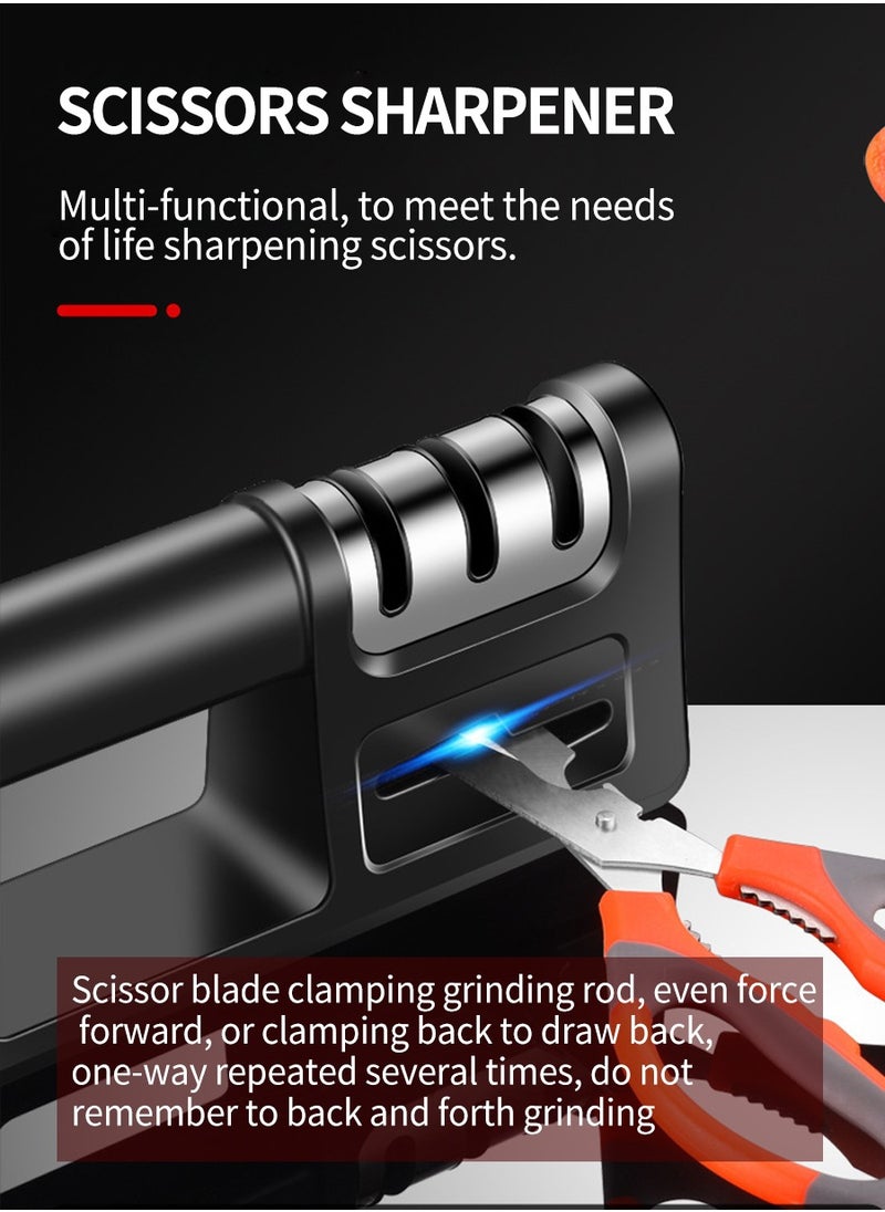 Professional Knife Sharpener Premium non-slip base and Ergonomic Design Knife Sharpener for Sharpening and Polishing Kitchen Knives Easily Sharpen Straight Knives, Scissors Manually Great for home use!