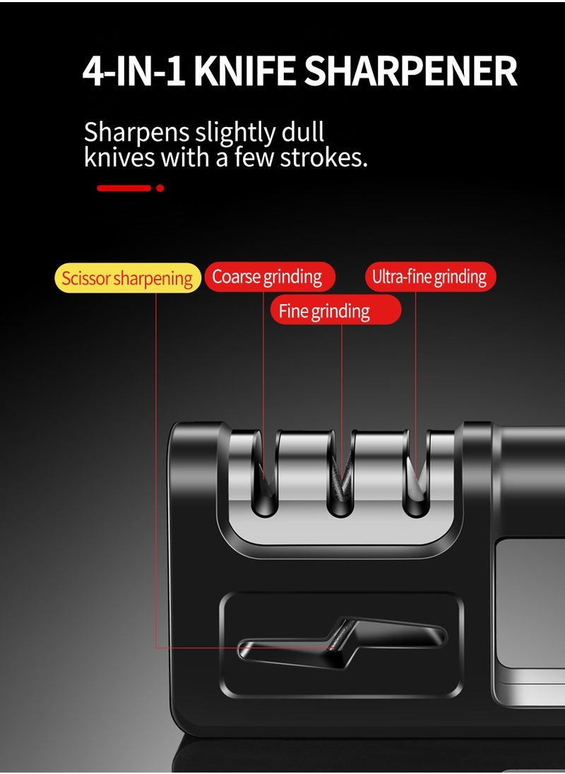 Professional Knife Sharpener Premium non-slip base and Ergonomic Design Knife Sharpener for Sharpening and Polishing Kitchen Knives Easily Sharpen Straight Knives, Scissors Manually Great for home use!