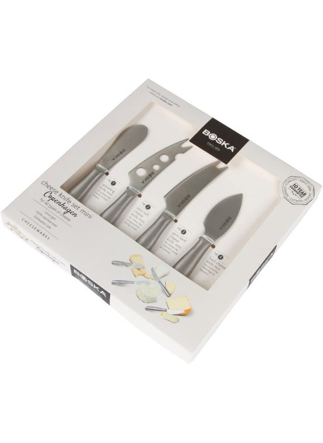 Stainless Steel Cheese 4 Knife Set  Mini Copenhagen Knives For All Types of Cheese  MultiFunctional Cheese Slicer  Handheld Slicer  Silver NonStick  Dishwasher Safe  For Kitchen Cooking