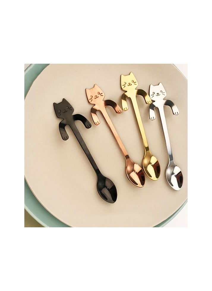 Cute Line Cat Coffee Spoon 4 Sets Colour:Colourful Type:Water glass