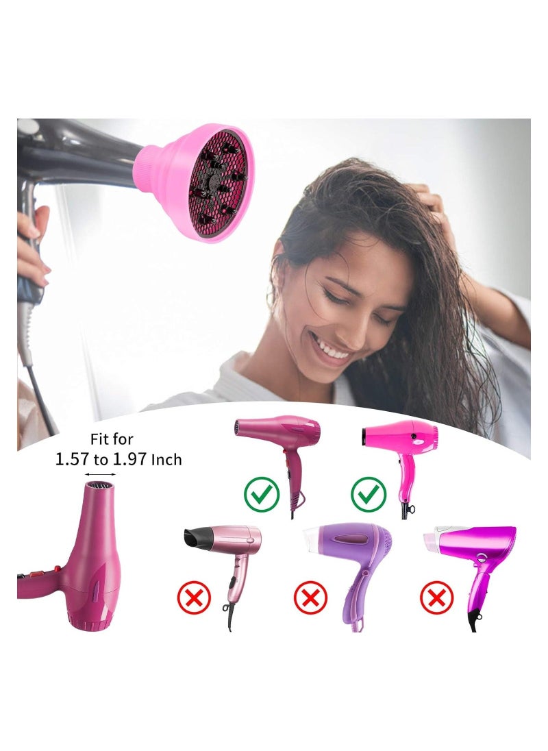 Collapsible Silicone Hair Dryer Diffuser, Folding Hair Dryer Attachment for Dryer Nozzle 1.57 to 1.97’’, Professional Blow Dryer Diffuser for Straight or Curly Hair