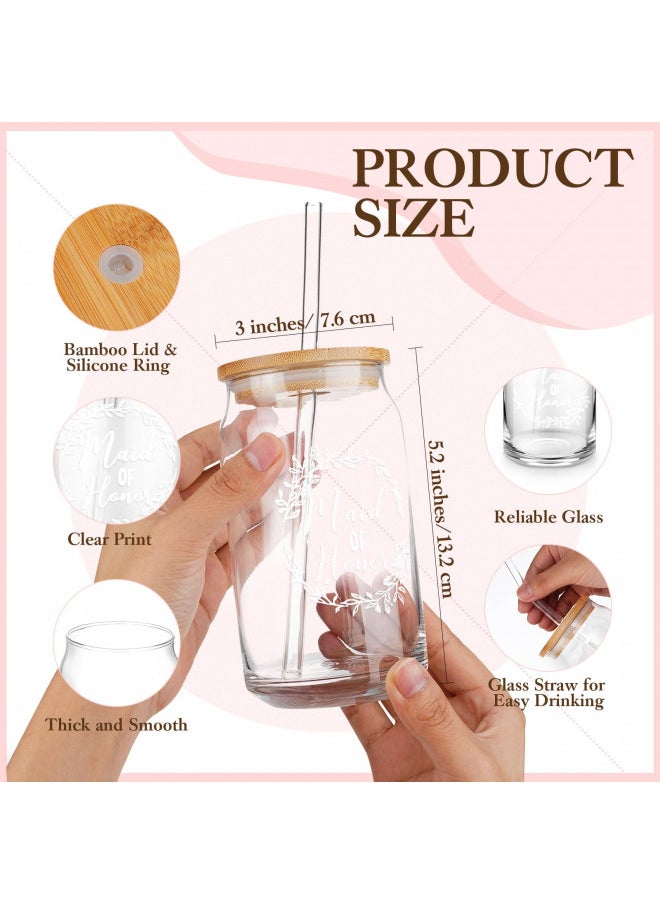 Irenare 8 Pcs Maid of Honor Proposal Gifts Set Robes Makeup Bag Cup Cards Hair Tie Bracelet Diamond Pen Bridesmaid Gift Box