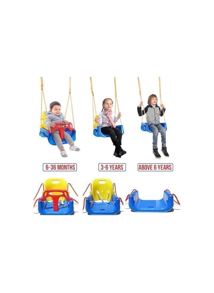 3 in 1 Plastic Swing for kids, Durable & Sturdy, Indoor & Outdoor Multifunctional Baby Swing, Non-Toxic Heavy Duty Seat Hanging Swing for Playground, Infants, Toddler, childern, Eco-Friendly