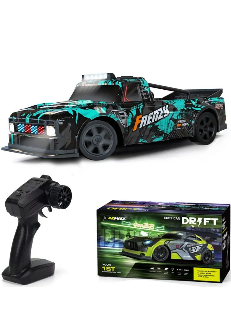 1:16 Scale RC Drift Car 4WD, 25KM/H High-Speed Remote Control Car with LED Lights, Rechargeable Battery, & Extra Tires – Ultimate Drift RC Car for Kids & Adults, Full Throttle Control for Night Racing Fun