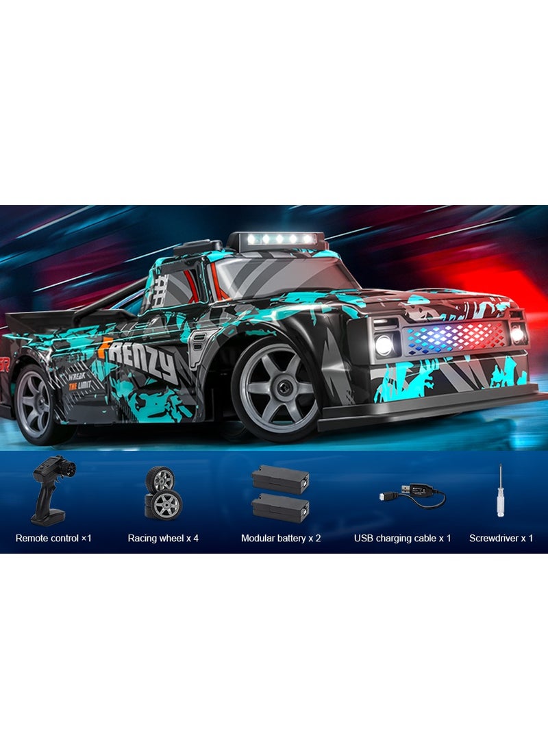 1:16 Scale RC Drift Car 4WD, 25KM/H High-Speed Remote Control Car with LED Lights, Rechargeable Battery, & Extra Tires – Ultimate Drift RC Car for Kids & Adults, Full Throttle Control for Night Racing Fun