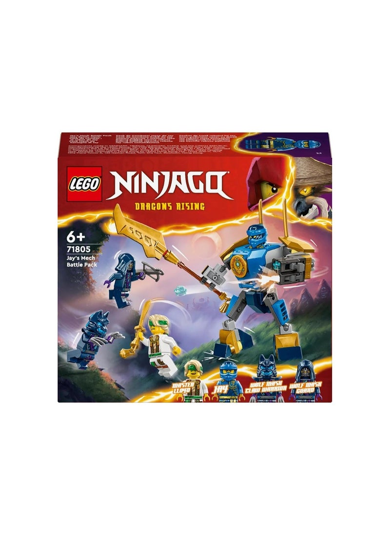 LEGO NINJAGO Jay’s Mech Battle Pack, Action Figure Toy,, Dragons Rising Set with Ninja Character Jay Minifigure for Role-Play Fun 71805