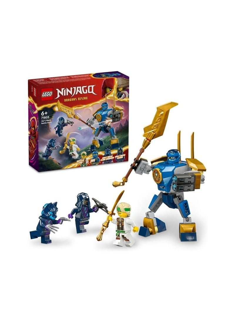 LEGO NINJAGO Jay’s Mech Battle Pack, Action Figure Toy,, Dragons Rising Set with Ninja Character Jay Minifigure for Role-Play Fun 71805