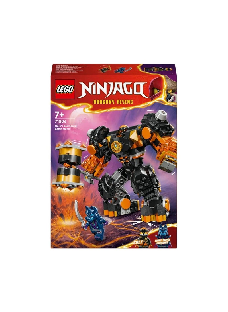 LEGO NINJAGO Cole’s Elemental Earth Mech, Action Figure Toy 71806