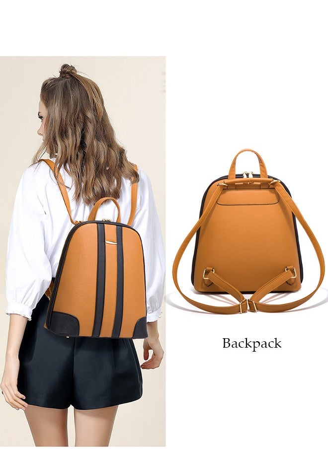 3pcs Women's Travel Backpack Faux Leather Handbag Set For Women Large Capacity Clutch Bag Purse Bag Crossbody Bag Shoulder Bag For Travelling Shopping