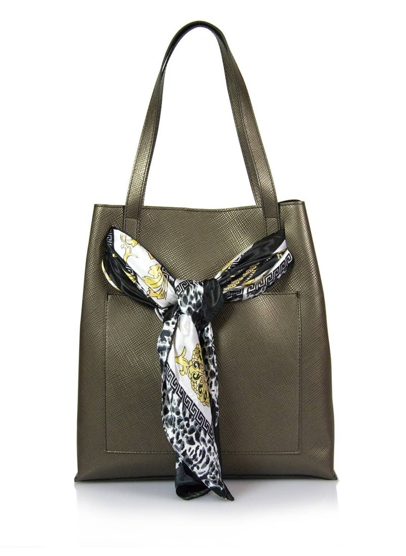 Tote Handbag with Scarf