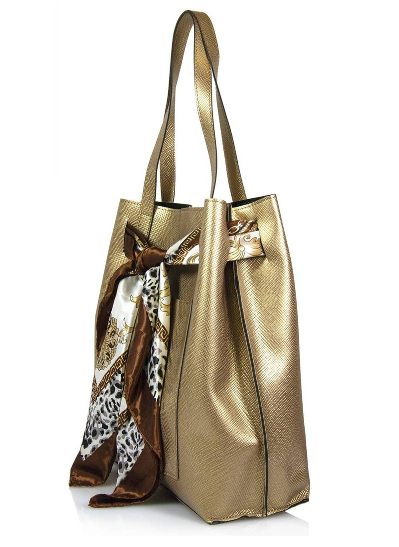 Tote Handbag with Scarf