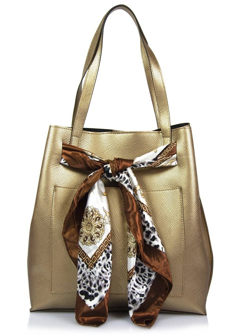 Tote Handbag with Scarf