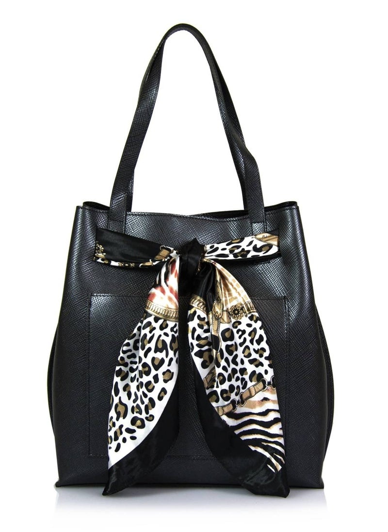 Tote Handbag with Scarf