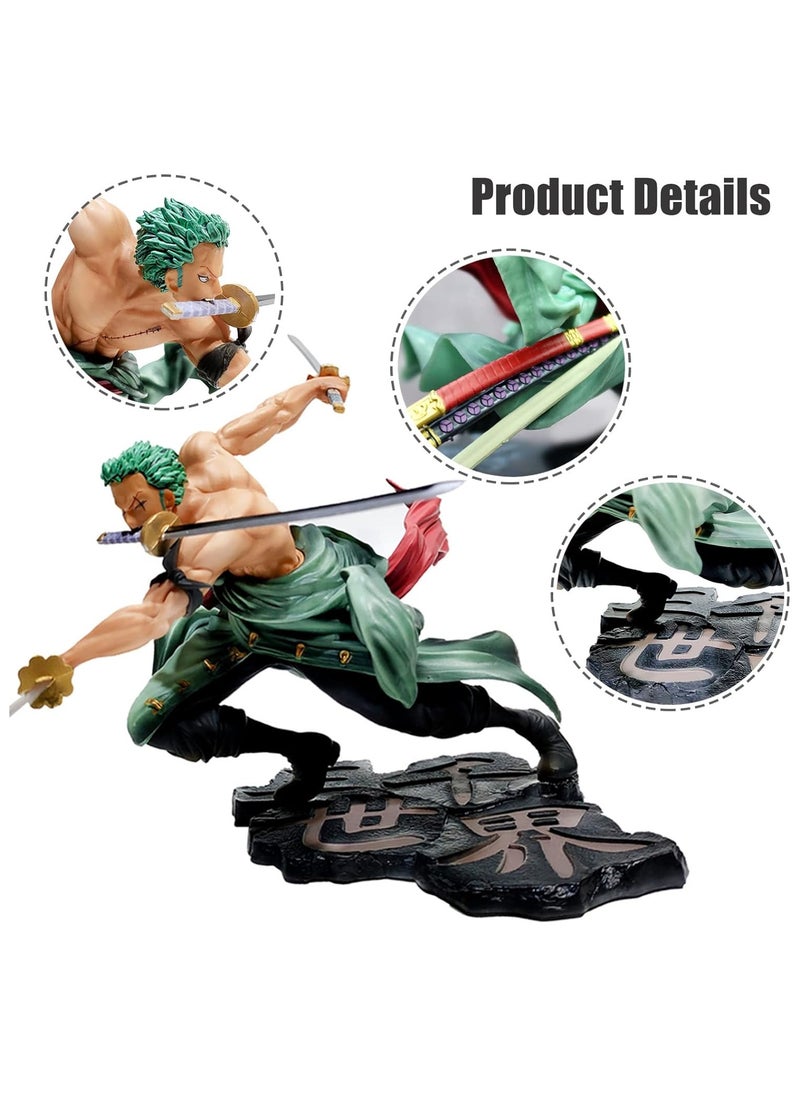 Three Thousand World Anime Character Model, One Piece Roronoa Zoro Figure Pirate King of the Seas Model Suitable for Desktop, One Piece Roronoa Zoro Figure Toys