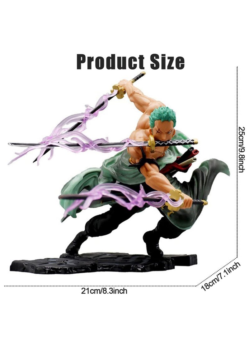 Three Thousand World Anime Character Model, One Piece Roronoa Zoro Figure Pirate King of the Seas Model Suitable for Desktop, One Piece Roronoa Zoro Figure Toys