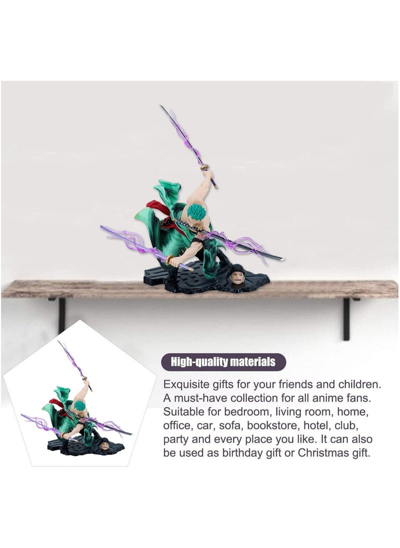 Three Thousand World Anime Character Model, One Piece Roronoa Zoro Figure Pirate King of the Seas Model Suitable for Desktop, One Piece Roronoa Zoro Figure Toys