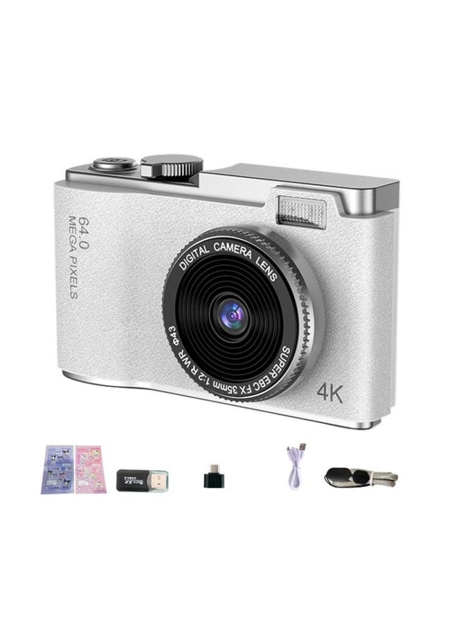 LK003 2.4 inch Dual-lens 4K HD CCD Camera Retro Kids Camera(White)