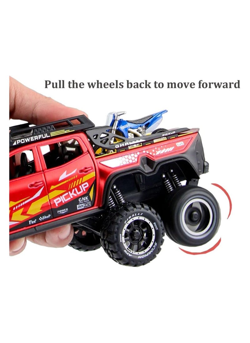 1/24 Metal Pickup Toy Truck,car for Boys Over 3 Years Old Toys,six Wheel Alloy die Casting Pull Back car Toy (Black)