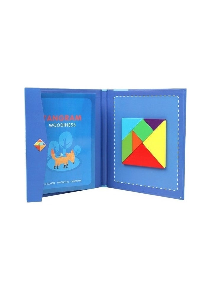 Child Early Learning Wood Magnetic Tangram Teaching Teaching Magnetic Color Puzzle Colour:Light blue