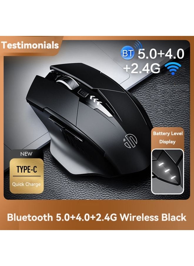 Inphic A1 6 Keys 1000/1200/1600 DPI Home Gaming Wireless Mechanical Mouse, Colour: Black Wireless+Bluetooth 4.0+Bluetooth 5.0