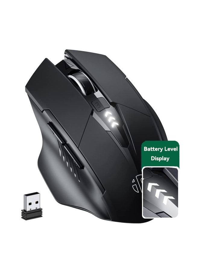 Inphic A1 6 Keys 1000/1200/1600 DPI Home Gaming Wireless Mechanical Mouse, Colour: Black Wireless+Bluetooth 4.0+Bluetooth 5.0