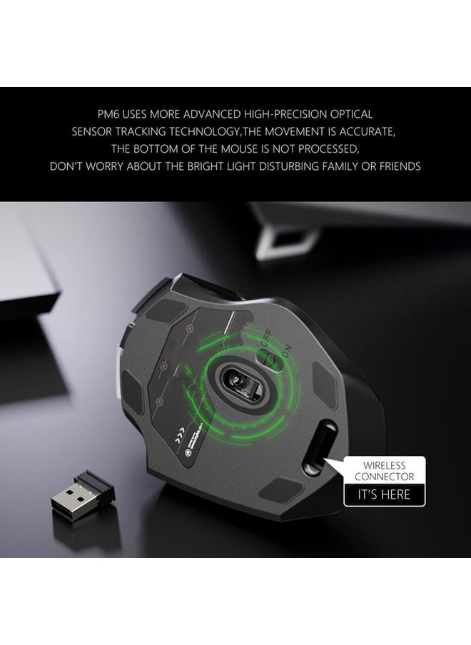 Inphic A1 6 Keys 1000/1200/1600 DPI Home Gaming Wireless Mechanical Mouse, Colour: Black Wireless+Bluetooth 4.0+Bluetooth 5.0