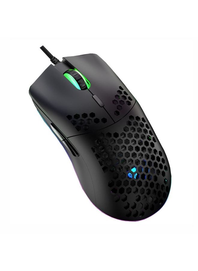 XUNSVFOX XYH90 Wired Hollow Hole Mouse RGB Illuminated Macro Programming Gaming Mouse(Black)